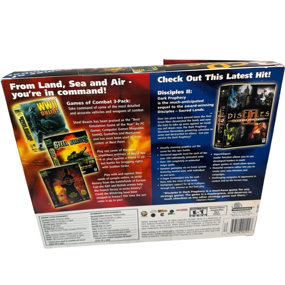 Infogrames 3 CD Game Pack WWII Online Steel Beasts Sudden Strike PC Big Box - Image 3 of 4