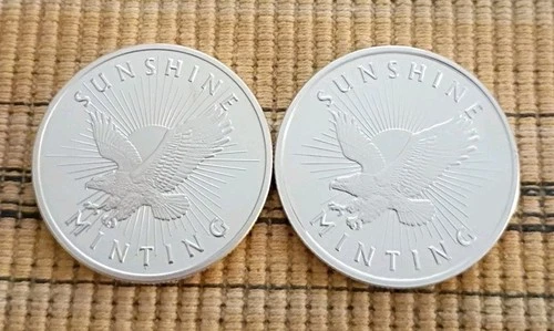 2-Sunshine Minting 1 oz .999 Fine Silver Rounds