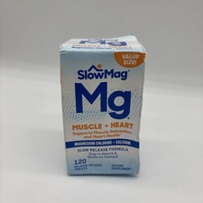 SlowMag Mg Muscle  Heart Magnesium Chloride with Calcium 120 Ct Exp10/2026