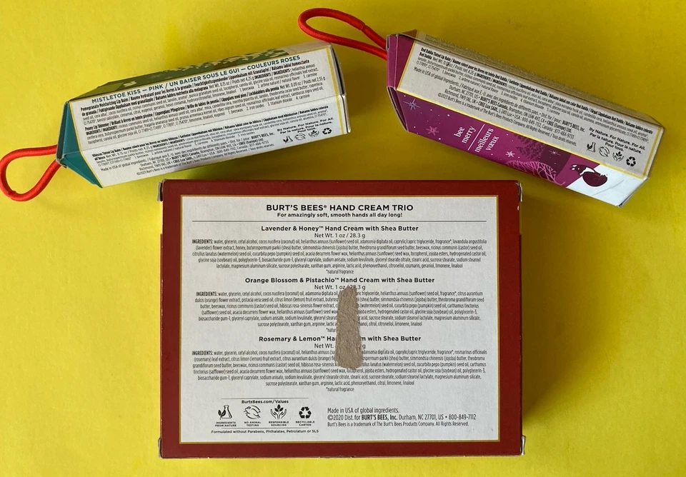 Burt's Bees Crema de Manos Trío Set de Regalo Flor de Azahar y Pistacho Bálsamo Labial Brillo Foto 2 de 2