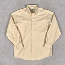 Vintage LL Bean Pinpoint Oxford Button Dress Shirt Men 15-33 Yellow Long Sleeve