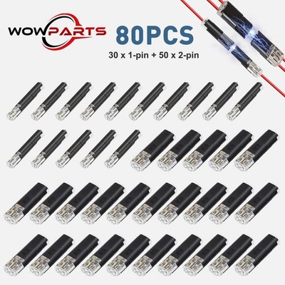80pcs 1-Pin & 2-Pin Wire Plug-in Connector Cable Clamp Locking Buckle AWG 18-22