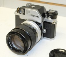 Vintage Nikon F 35mm Camera w/ Nikon Nikkor-Q 135mm 2.8 Lens