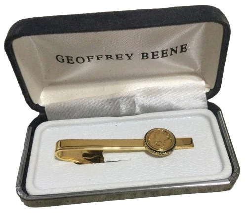 Vintage Geoffrey Beene Classic Liberty Coin Gold Tone Tie Clip - New In Box