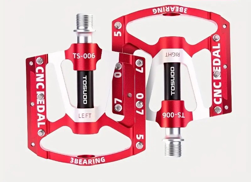 Pédales Vélo Rouge Alu CNC pour Cyclotourisme et Sorties Urbaines