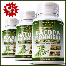 BRAIN ENHANCER MEMORY BACOPA MONNIERI EXTRACT BRAHMI ADHD ANXIETY PILL CAPSULE