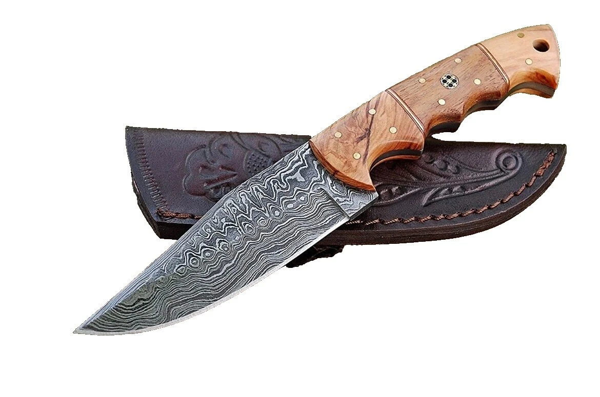 Damascus Steel Blade Ambidextrous Original Collectible Modern Factory Manufactured Fixed Blade Knives