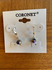 Coronet Post~Dangling Earrings Multicolor Faceted NEW