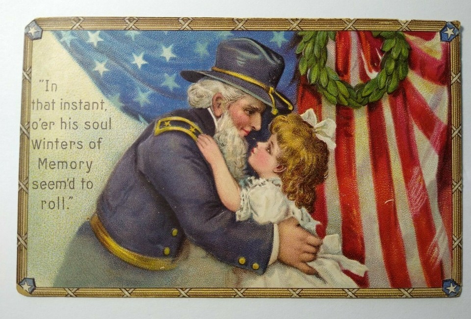 Decoration Day Civil War Soldier USA General Hugs Child Postcard Ser