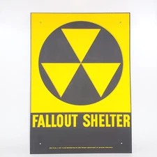Vintage Original Fallout Shelter Steel Government Sign !! WITH IMPERFECTIONS !!