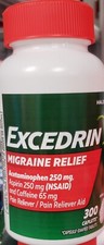 Excedrin Migraine Acetaminophen 250 mg 300 Coated Caplets Ex 10/2027 Sealed Top