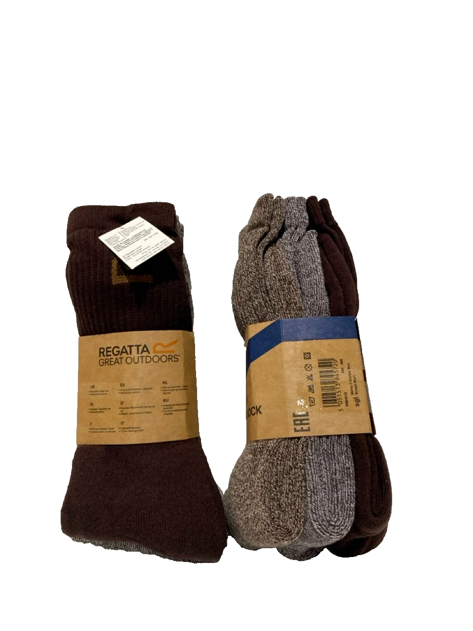 Regatta Mens 3 Pack Socks Dark  Brown Marl