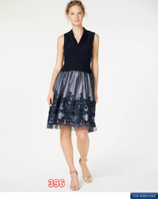 Sl Fashions Sleeveless Bordered Dress in Navy at Nordstrom, Size 10 Sl Fashions Sleeveless Bordered Dress in Navy at Nordstrom, Size 10