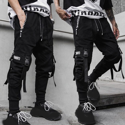 Mens Goth Suspender Pocket Harem Pants 