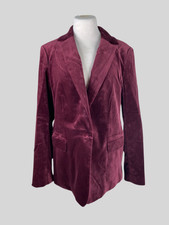 Frame Burgundy Velvet Cotton Blend Jacket Size Uk14/us10