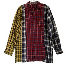 Fashion Nova Flannel Tunic Shirt S Multicolor Patchwork Plaid Grunge Hippie