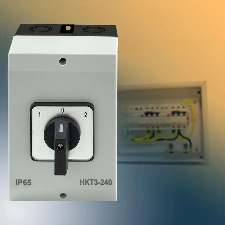 40AMP 2 POLE Isolator CHANGE OVER SWITCH ENCLOSED 3 POSITION IP65 WEATHERPROOF - image 3 of 4