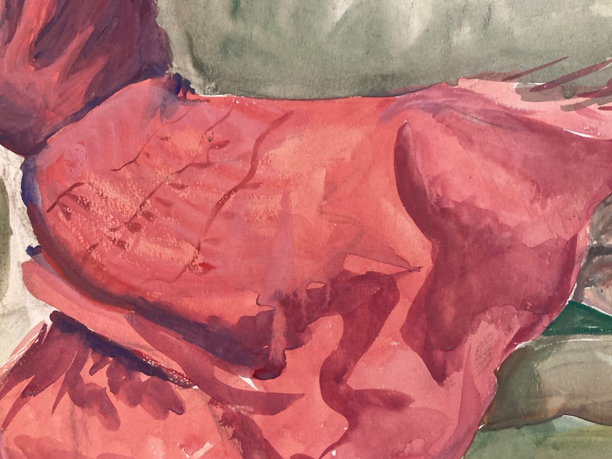 Peinture Expressionniste Gouache 1950 – œuvre Non Signée Sur Papier