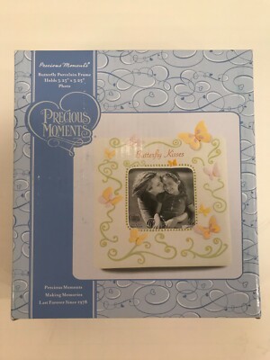 PRECIOUS MOMENTS ''BUTTERFLY KISSES''DAUGHTER PICTURE FRAME- 3.25 X 3.25 PHOTO~NIB