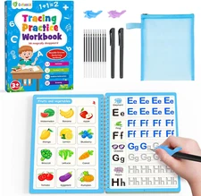 Magic Grooved Writing Practice for Kids Age 3-5, Reusable Grooved Handwriting Pr