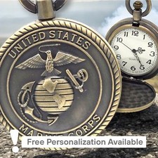 Marines Pocket Watch - USMC Military Gift Retirement Graduation Vintage Keepsake