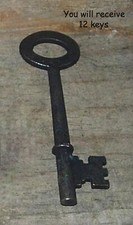 12 Blackened Metal Oval Top Keys 2-1/2" long - Craft Supplies