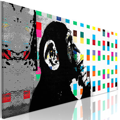 Banksy Affe Mural Streetart VLIES LEINWAND DEKO BILDER WANDBILDER XXL WOHNZIMMER