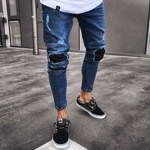 Frayed Denim Pencil Fashion Trousers | eBay