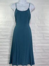 FOREVER 21 Summer Women’s Sz M Teal Strap Sleeveless Zip A-line Dress