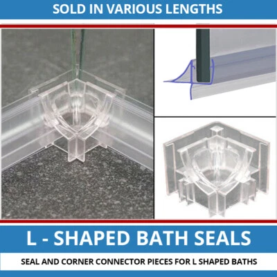 L Shape Shower Bath Screen Seal & Corner Piece | 4-6mm Glass | Gaps from 12-16mm