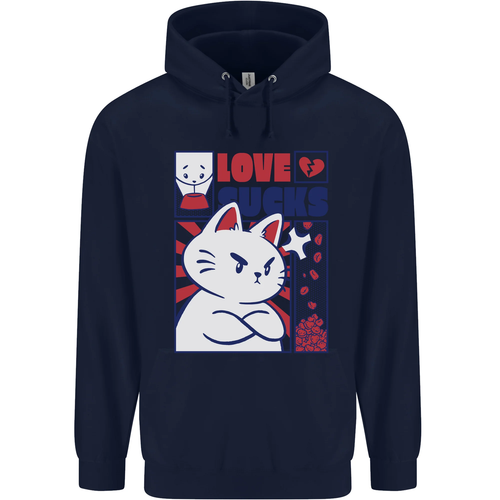 Cat Love Sucks Anti Valentines Singles Day Childrens Kids Hoodie - Picture 2 of 11