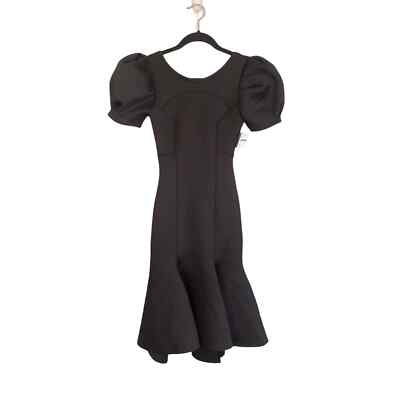 AU X NUULY FREE PEOPLE Dress XS Stretch Scuba Puff Sleeves Flared