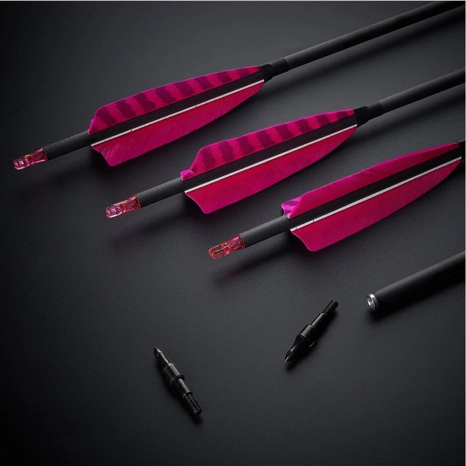 6/12X 32" Carbon Arrow SP400 4" Turkey Feathers Hunting for Recurve Bow/Longbow - Image 2 of 4