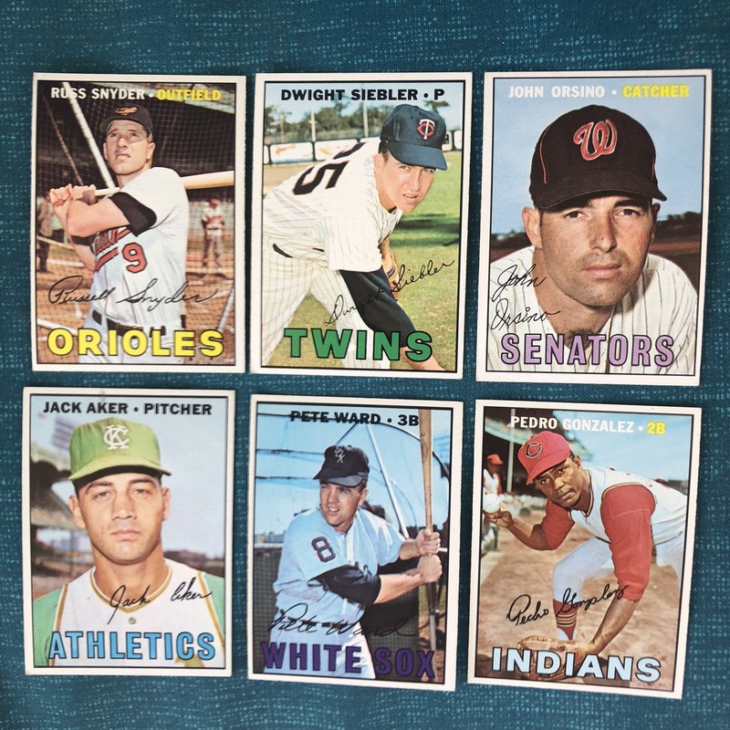1967 Topps Mixed A.L. Lot (6 Cards)