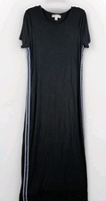 Michael Kors MK Women’s Short Sleeve Side Stripe Knit Black Maxi Dress Size L