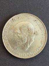 1956 Mexico 5 Pesos .720 Silver Coin, Miguel Hidalgo, Mexican Eagle 17.99g