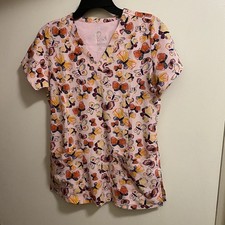 Prints By Maevn Womens Scrubs Scrub Top XS 34  Butterflies Orange  Yellow