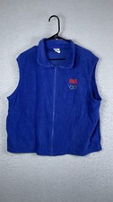Vintage United States Olympic Team Vest Mens XL Blue Fleece Olympics Made In USA