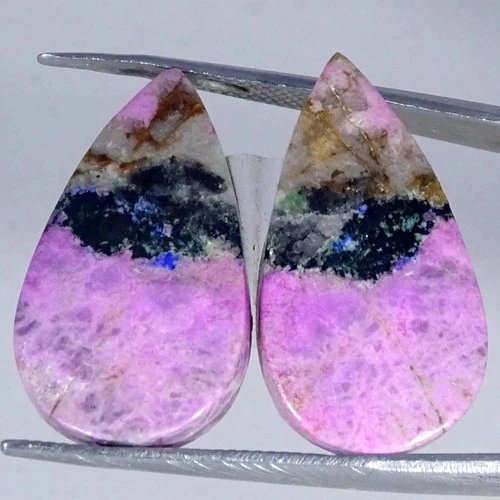 31.40Cts 100% Natural Cobalto Calcite Pair Pear Cabochon Gemstone 14X25X5MM