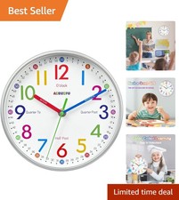 Kids Wall Clock,Silent Non-Ticking Clocks Battery Operated,Kids Room Wall Dec...