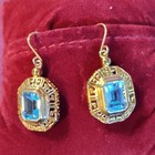 Gorgeous Genuine Blue Topaz Sterling Silver 925 18K over Gold Vermeil Earrings — photo 2