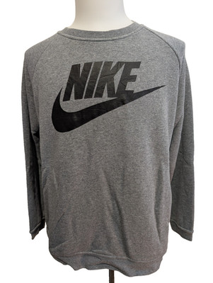 Nike Sweatshirt mit Taschen Hellgrau Vintage Style Sportswear Long Fit Größe L XL