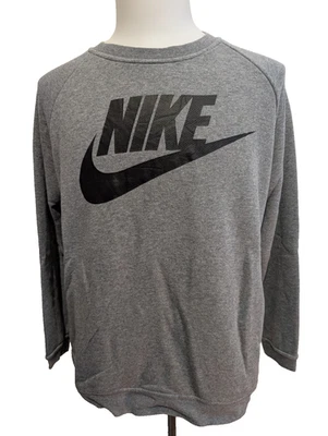 Sweat Nike à Poches Gris Clair Vintage Style Sportswear Coupe Longue Taille L XL - Photo 1/4