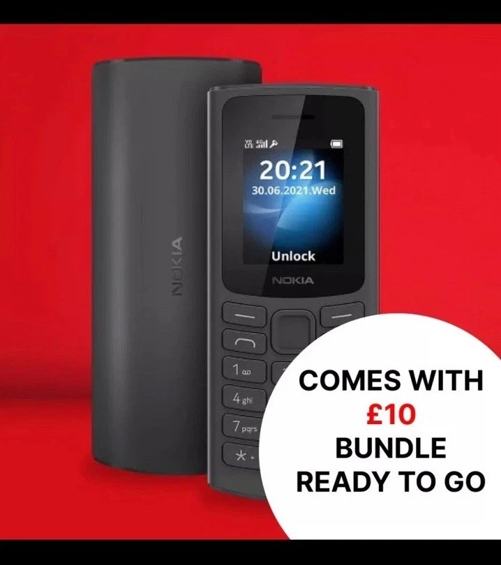 Nokia 105 mobile phone with £10 Sim Card Pay as You Go vodafone PAYG
