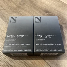 2 Bars- DR Natural's ONYX SAGE Castile Soap 4 oz New All Natural Charcoal & Sage