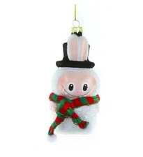 Fuzzy Monster Labubu Face Snowman Glass Christmas Ornament New 2025 GL2078