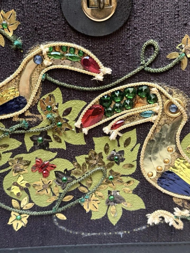 Bolso de Mano Vintage Estilo Enid Collins Lentejuelas Joyas Tucán Foto 4 de 4