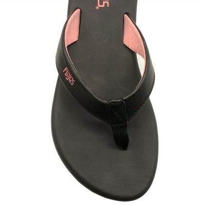 Flojos Women Jersey Josie Memory Foam Flip Flop Thong Sandal Black/Pink Coral 6