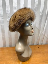 Vintage Women Brown Mink Hat Art Deco Chic