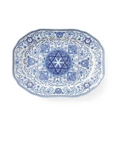 Spode Judaica Collection Oval Platter - 14 Inch Blue & White Porcelain Serving